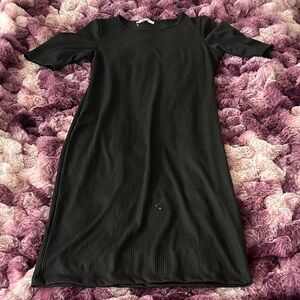 Black Ribbed Midi Dress